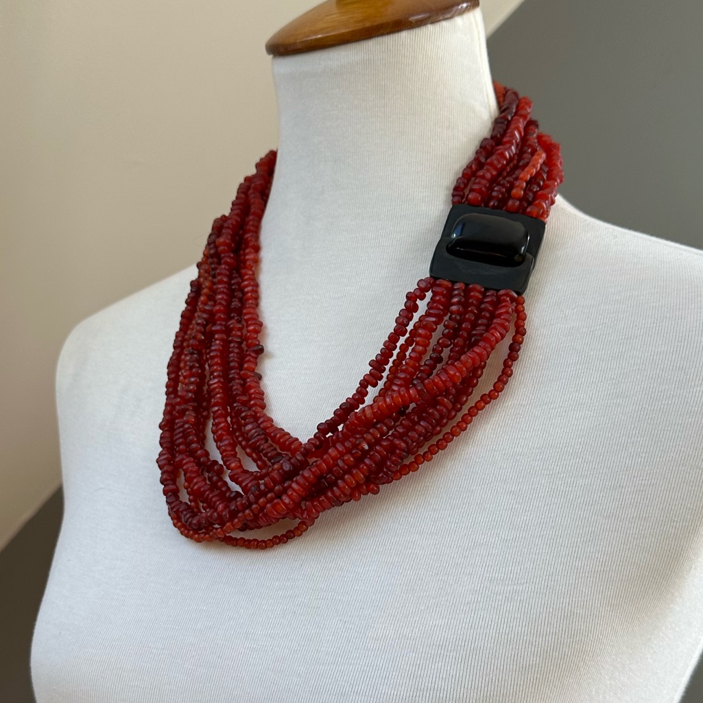 Monies Carnelian Red Torsade Necklace
